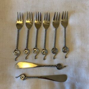 (8) Piece Vintage cocktail forks & knives